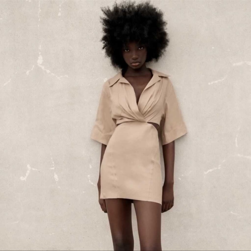 COPY - Zara Tan Mini Dress W/ Cutouts XS